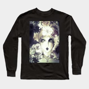 muted hazy 70s deco collage art poster Long Sleeve T-Shirt